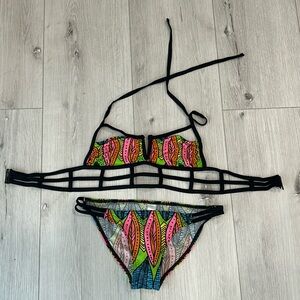 Tropical Strappy 2 piece Bikini Bathing Suit